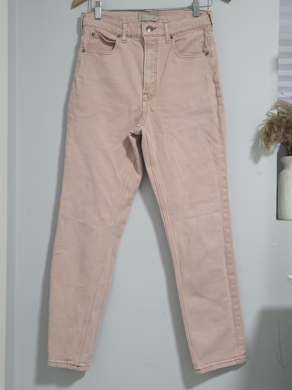Everlane High-Rise Straight Organic Cotton Pink Jeans Sz 28